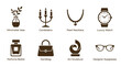 © bhinar - Set of luxury lifestyle and fashion accessory icons.