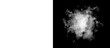 © AMS Studio - Atmospheric white cloud on black background, ethereal smoke texture for photo compositing, fluffy steam burst and fog element