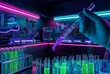 © Betacam-SP - Futuristic cyberpunk laboratory with neon lights and glowing liquid