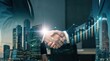 © Macrostock - Businessman shake hand with partner to celebration partnership and business deal for business merger and acquisition, Business cooperation, Investment and finance, Successful business