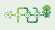 © Kbar - Dynamic infographic depicting a comprehensive eco business strategy for environmental sustainability, showcasing the green innovation process from concept to a sustainable cycle