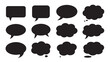 © MDIKRAM - Set of various black comic speech bubbles and dialog clouds for chat and social media design.