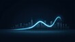 © buraratn - Abstract city skyline with glowing blue wave representing data analytics and technology, ideal for finance or digital business concepts in modern design