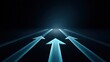 © buraratn - Futuristic Concept of Directional Arrows in Light with a Dark Background Representing Progress, Movement, and Technology
