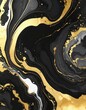 © Ant - Abstract black, gold, white, and gray marbled texture with fluid swirling patterns and metallic accents.
