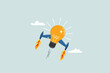 © NASIH - Boost creative idea, imagination, innovation or technology to help success, invent new solution to win business competition concept, bright lightbulb idea with rocket booster flying fast into the sky.