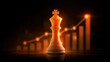 © buraratn - Elegant chess king piece with glowing orange color standing boldly in front of a rising graph symbolizing strategic success and growth in finance