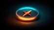 © buraratn - 3D Abstract Compass Symbol with Neon Glow Effect in Orange and Blue on Dark Background for Navigation and Direction Themes