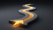 © buraratn - Abstract illuminated winding road with arrow concept symbolizing journey, direction, growth, innovation, and change in sleek modern design style