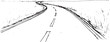© ErrorX 4 - Sketch drawing of empty winding rural road perspective view on transparent background for travel and infrastructure design needs.