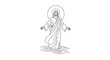 © Entus - Jesus Christ walking on water, religious illustration, halo, divine figure