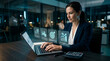 © AI PIONEER STUDIO - Businesswoman Tracking Strategic Performance Indicators on Laptop