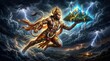 © Sumitra - Lord hanuman carrying dronagiri mountain with sanjeevani herbs in sky