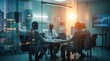 © BerkahStock - Diverse Group of Medical Professionals Having a Late Night Meeting in a Modern Hospital Boardroom
