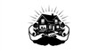 © Asif - Halloween haunted house with skull and bones pumpkin illustration design
