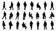 © ripon - set of business people silhouettes in various poses on white background