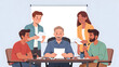 © Drakon Df - diverse team collaborating on project around table with papers and coffee cups