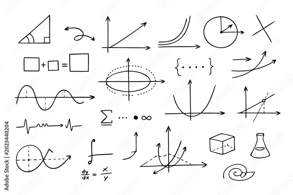 Detailed handwritten mathematical equations and geometric diagrams on a ...