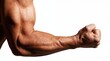 © Lubov - Man shows muscular arm with visible veins in a flexed fist pose. This shot highlights strength and power. Suitable for fitness and health content.