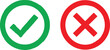 © Mst - Green check mark and red cross sign icons representing correct and incorrect choice or status for web and mobile design