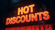 © MSTNAZMUN - Neon sign displaying hot discounts with smoke effect illuminated text