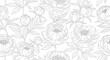 © Darul - Seamless Pattern of Hand Drawn Peony Flowers Line Art