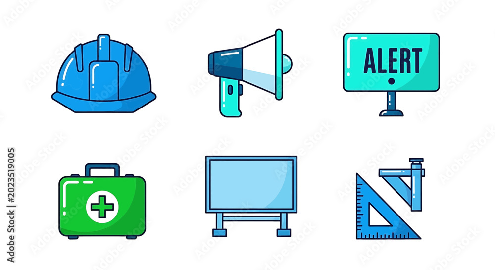 Stock-Vektorgrafik „Set of construction and safety icons including hard ...
