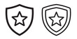 © Emran - Star Shield Protection Badge Vector, Two black shield icons with star shapes on white background