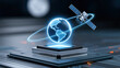 © Tiravad - Holographic globe projection above microchip with orbiting satellite, futuristic technology concept and digital connectivity illustration