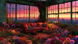 © ITrenz - Urban Flower Garden Loft With Sofa at Sunset