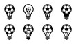 © Shahin - Soccer Ball Light Bulb Icons Set, Football Idea Generation Graphics, Creative Sports Concepts, Innovation Symbols
