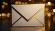 © Murtaza - White envelope with gold trim and bokeh background for communication and messages