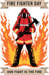 © Rabbi - Firefighter in protective gear holding axe during blaze for awareness and appreciation campaigns