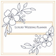 © dddd - Luxury wedding planner floral frame invitation template with hand drawn