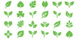 © Mst Zakia - Collection of various green leaf icons representing nature and plant growth on transparent background