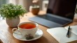 © StudioFF - Morning Tea next to Laptop / ノートパソコンの隣の朝の紅茶