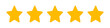© Foto Vista - Flat design customer rating star icon, 5 solid gold stars. Five stars customer product rating review flat icon.