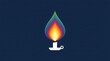 © FebriStock - Minimalist candle holder with vibrant rainbow flame flat design illustration