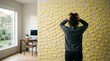 © jennifer - Stressed Professional Facing Overwhelming Task Board with Yellow Sticky Notes in Modern Home Office, Workplace Mental Health and Productivity Management Concept Website Banner