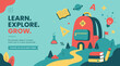 © Agus - Flat Vector Education Illustration with School Supplies and Motivational Text for Back to School Banners and Learning Posters