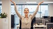 © loxia stock image - Woman Celebrating Success in Office Environment.