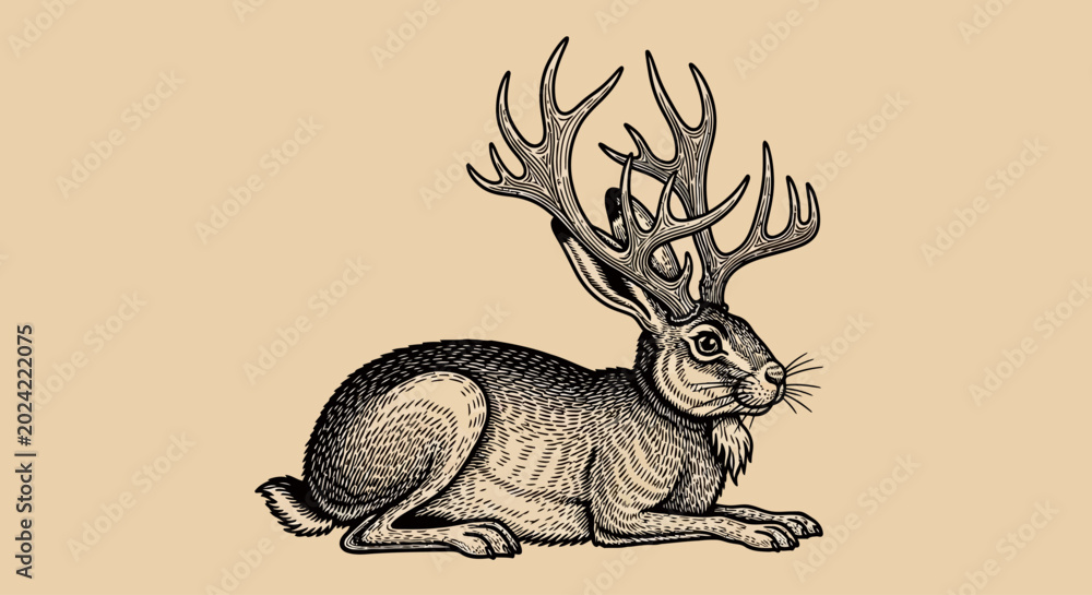 Jackalope, mythical creature, antlered rabbit, fantasy animal ...