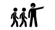 © matahari - Stick figures illustrating leadership and guidance, pointing towards a common goal