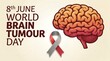 © Fathia A.M. - Stylized Artistic Illustration of Human Brain and Awareness Ribbon for World Brain Tumour Day Celebration