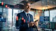 © StockSphere - Happy stock investor or trader, financial adviser analyzing financial trading crypto market advertising digital mobile exchange app investing finances funds holding smartphone. Double exposure, banner