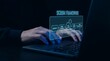 © Claren - Hands typing on laptop with digital scrum framework diagram on screen.