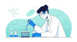 © aishella - Scientist Working in Laboratory with Test Tubes and Chemical Formulas
