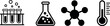 © MdMahedi - Science laboratory icon set with test tubes flask molecule structure and thermometer symbols for chemistry medical research education and biotechnology experiment design