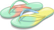 © Maitong Lee - Vibrant Summer Flip Flops, Beach Vibes, Colorful Design, Illustration, Relaxing Atmosphere, Close-Up View, Fun Concept