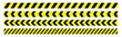 © Vectstocker - Set of yellow hazard stripes. Black hazard warning tape on white Background.